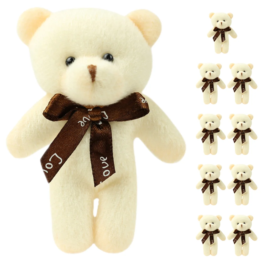 10 PCS Plush Bear Keychain Bulk Ornament Tiny Bears Baby Gift Kids Toys Stuffed Pendants Adorable Mini