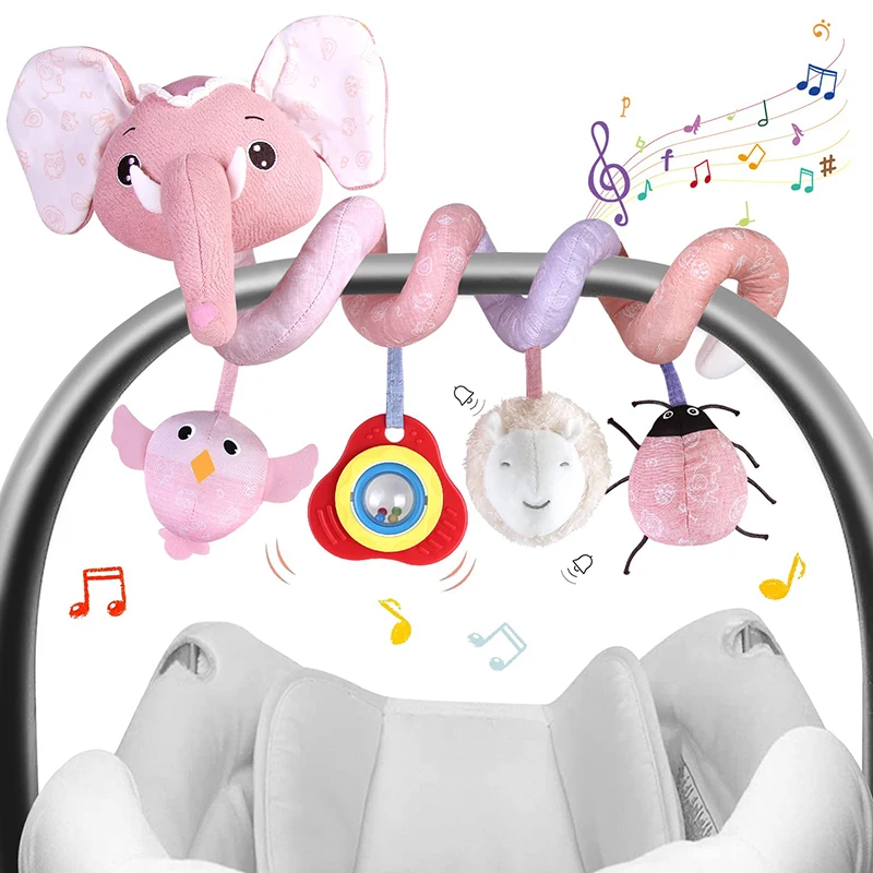 Car Seat Toys Infants Newborn Stroller Toys Crib Rattles Learning Hanging Sensory Development Spiral Toys for Babies 0-12 Months