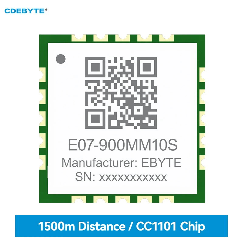 

CC1101 Wireless Module 915/868MHZ CDEBYTE E07-900MM10S 10dBm 1.5km Stamp Hole Ultra Small Size SMD Module Support RSSI