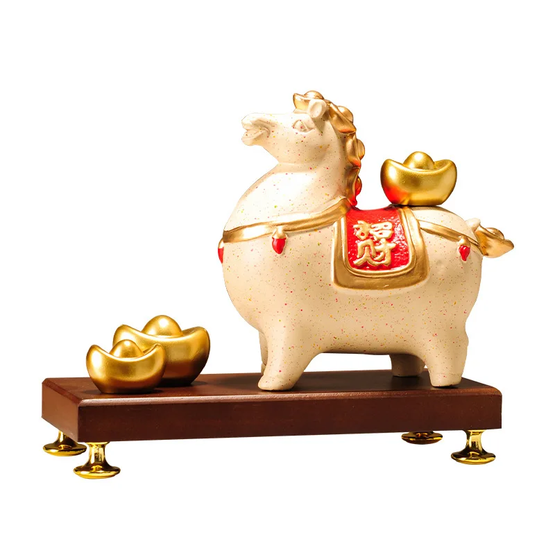 Ma Sculpture Home Decoration Accessories Chinese Living Room Decoration Gold Ingot Statue Office Decoration Home Gifts