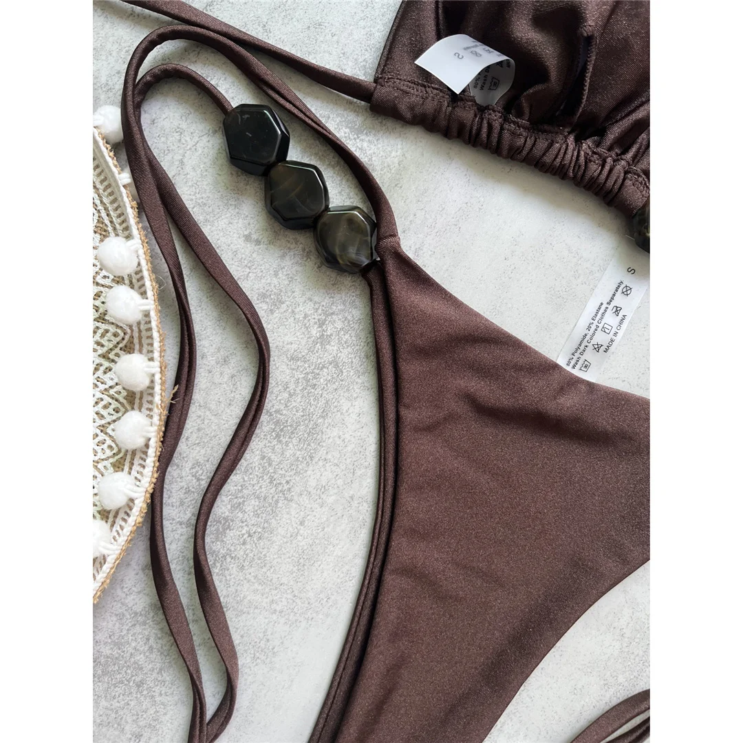 Halter High Leg Cut Bikini Damen Bademode Zweiteiliger Bikini-Set Mini-Tanga Gepolsterter Badeanzug Badebekleidung V7320 – Detail 22