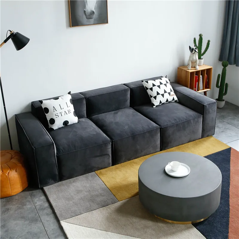 yjq Nordic three-person fabric sofa living room Italian light luxury simple modern Japanese combination