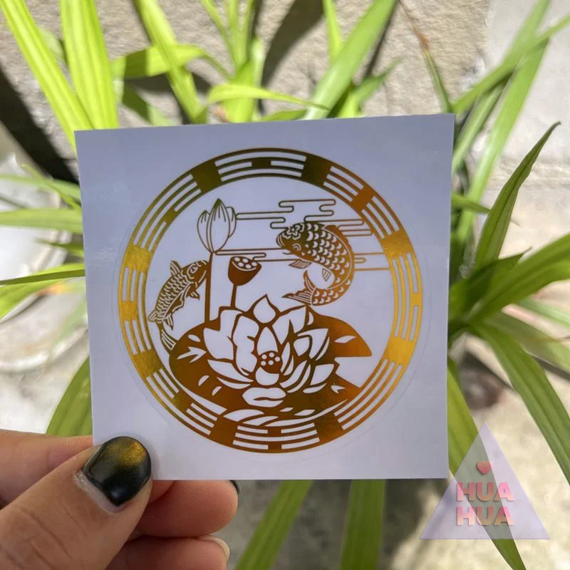 HUA HUA 10pcs/set Lucky Carp Lotus Metal Sticker For Home Feng Shui Wealth Decoration Car Mobile Phone Decals HUA HUA