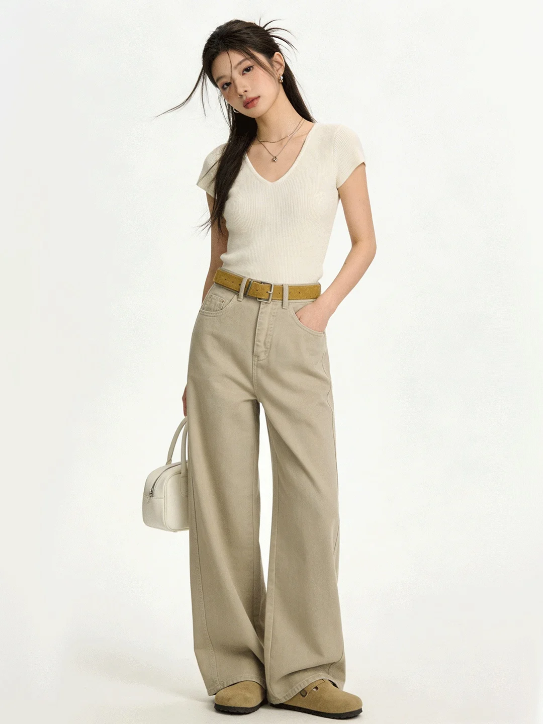 

High Waist Wide Leg Jeans Women's Loose Slim Straight Drapey Versatile Floor-Length Pants Spring 2026 New Korean Sle