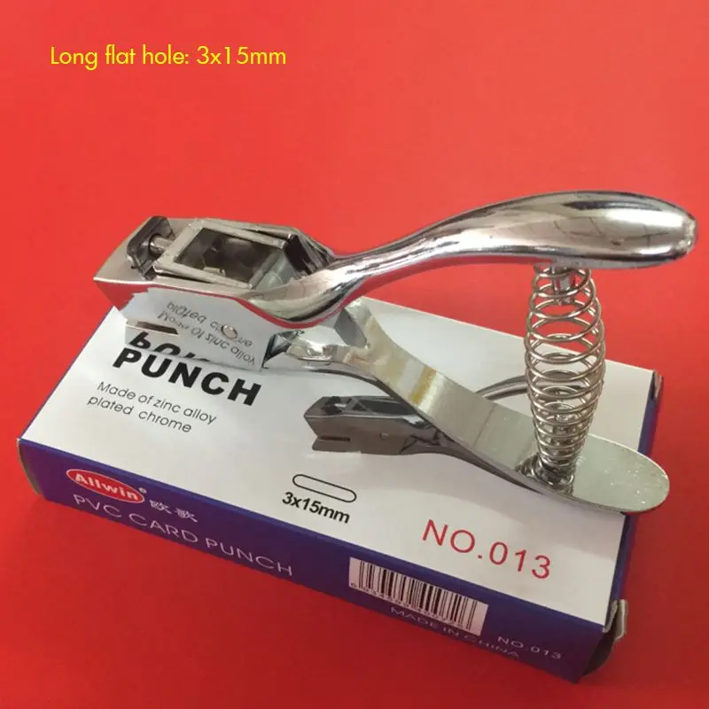 Single Hole Punch 3*15mm Oval Hole Hand-held Metal Hole Puncher with Spring for Member ID Card Paper PVC School, Office Supply