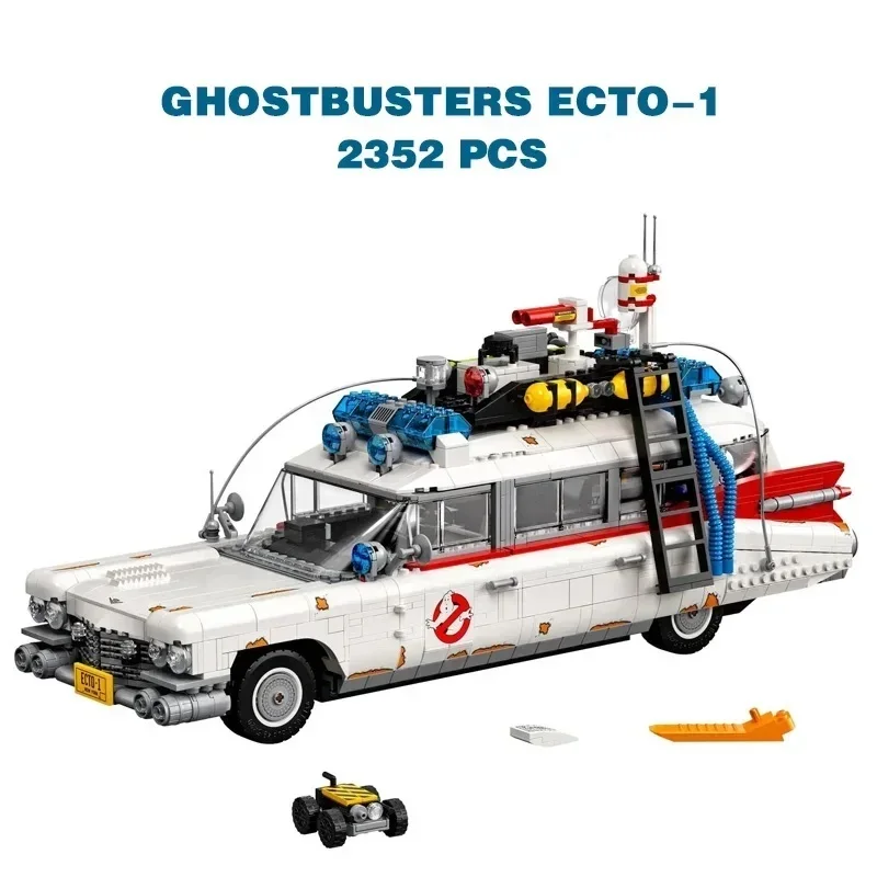 В наличии Хэллоуин Рождественские подарки Ghostbuster Ecto-1 Строительные блоки Модель автомобиля Moc Совместимость 10274 Дисплей Кирпичи