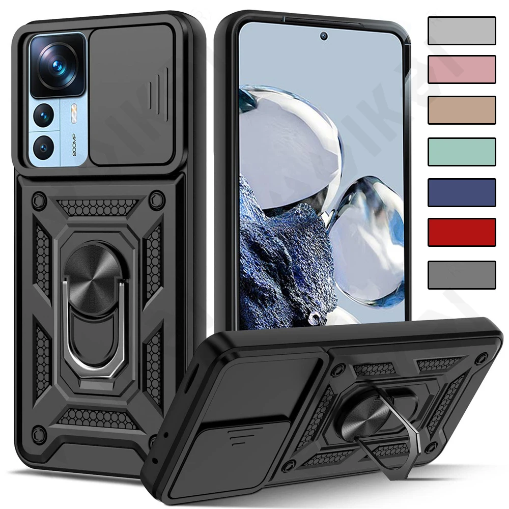 Camera Len Case For Xiaomi 12T Protection Shockproof Armor Magnetic 11T 11 Lite Redmi Note 11 10 Pro Max Poco X4 Pro Slide Cover