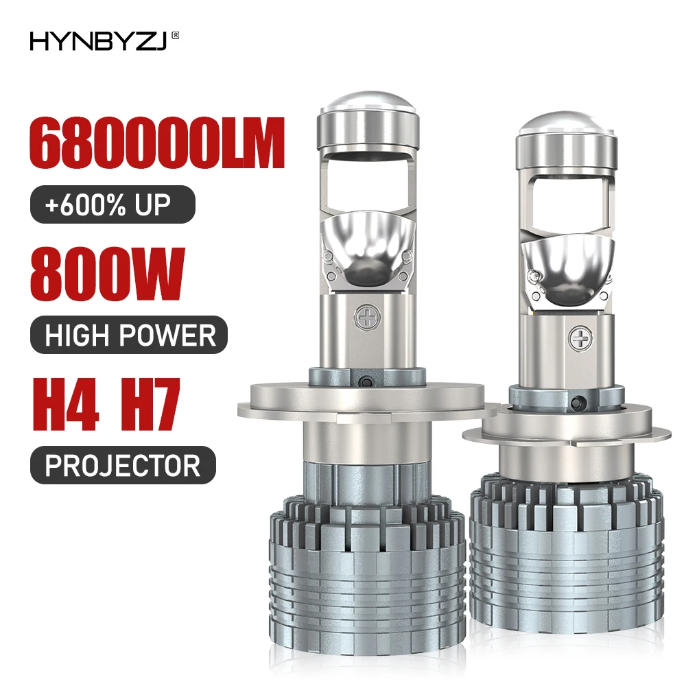 

HYNBYZJ 800W H4 H7 BI Led Projector Lens H11 9005 HB3 9006 HB4 Hi/Lo Beam Car Light 680000LM Auto Bulb 6000K Mini Lens Projector