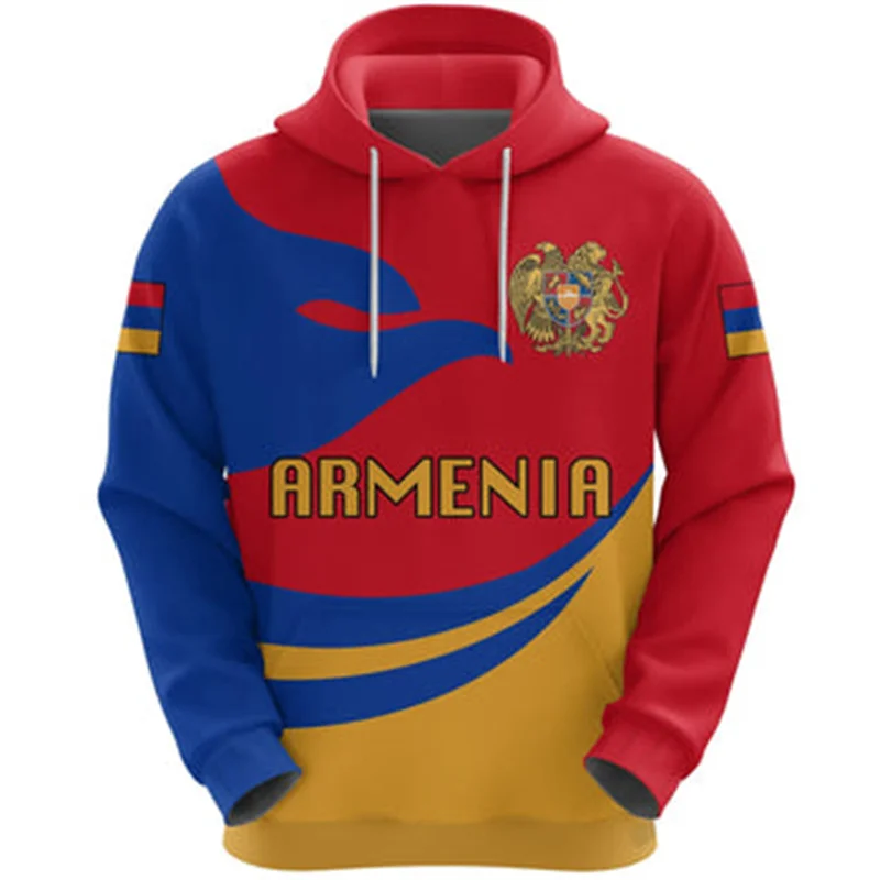 Armenia Vlag Patroon Hoodies Mode Casual Lange Mouw Nationaal Embleem 3d Geprint Sweatshirt Trend Losse Casual Sporttulover