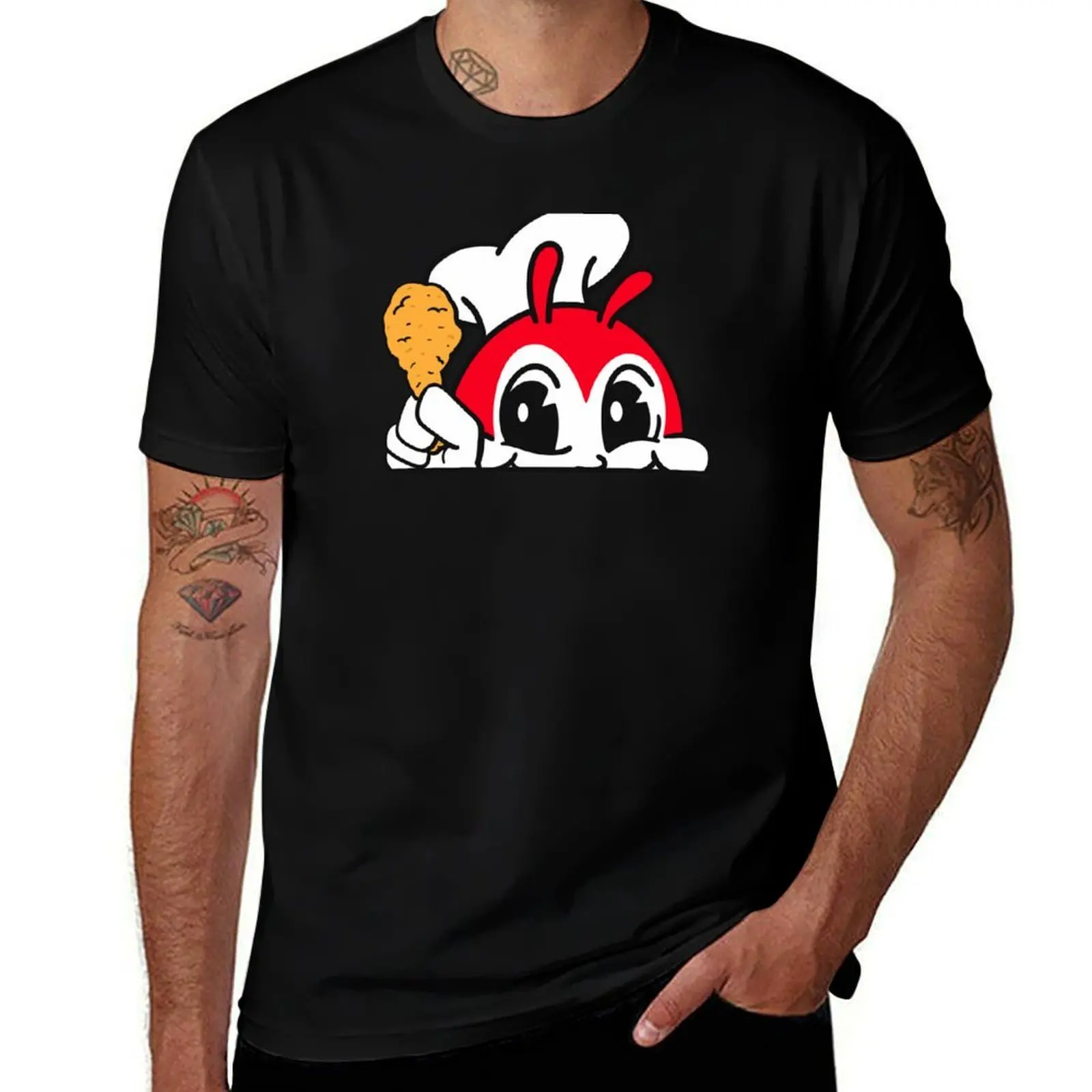 

JOLLIBEE PEEKING CUTE CHICKEN JOY FILIPINO STICKER T-Shirt Plus Size Basic Short Sleeve Top