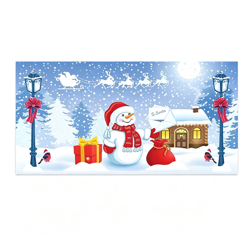 Christmas Banner with Santa Theme for Outdoor Garage Decoration Using Vibrant Digital Print on Polyester Fiber Material