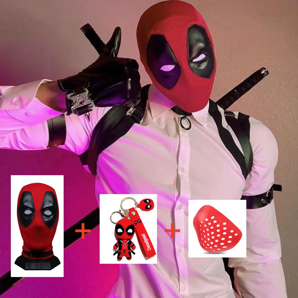 

Halloween Party Carnival Deadpool Mask Cosplay Costume Full Head Helmet Nylon Headgear Knitted Cotton Mesh Helmet Masks Gifts