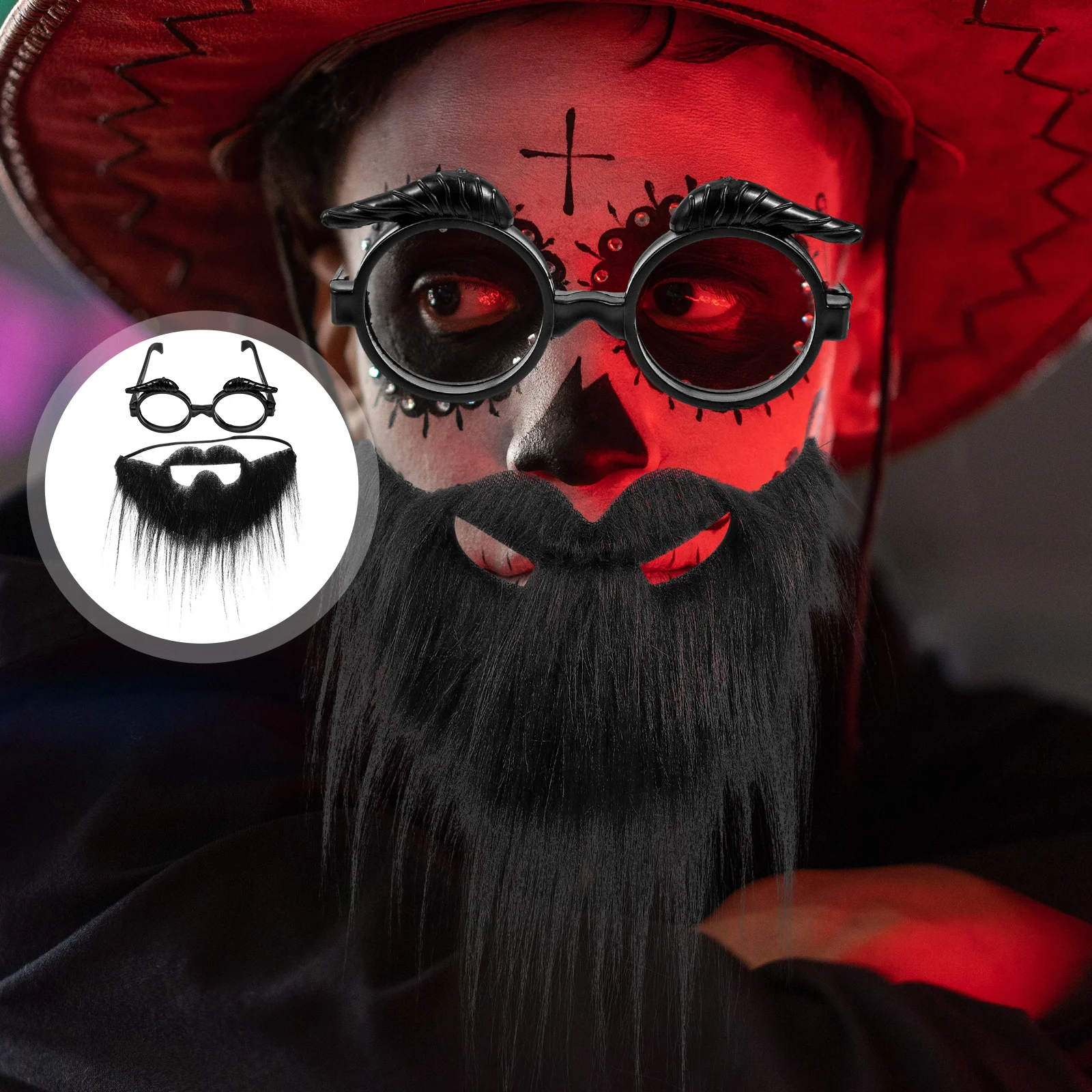 2 セット偽ひげメガネコスチュームアクセサリー男性子供のためのリアルな軽量コンパクト老人小道具