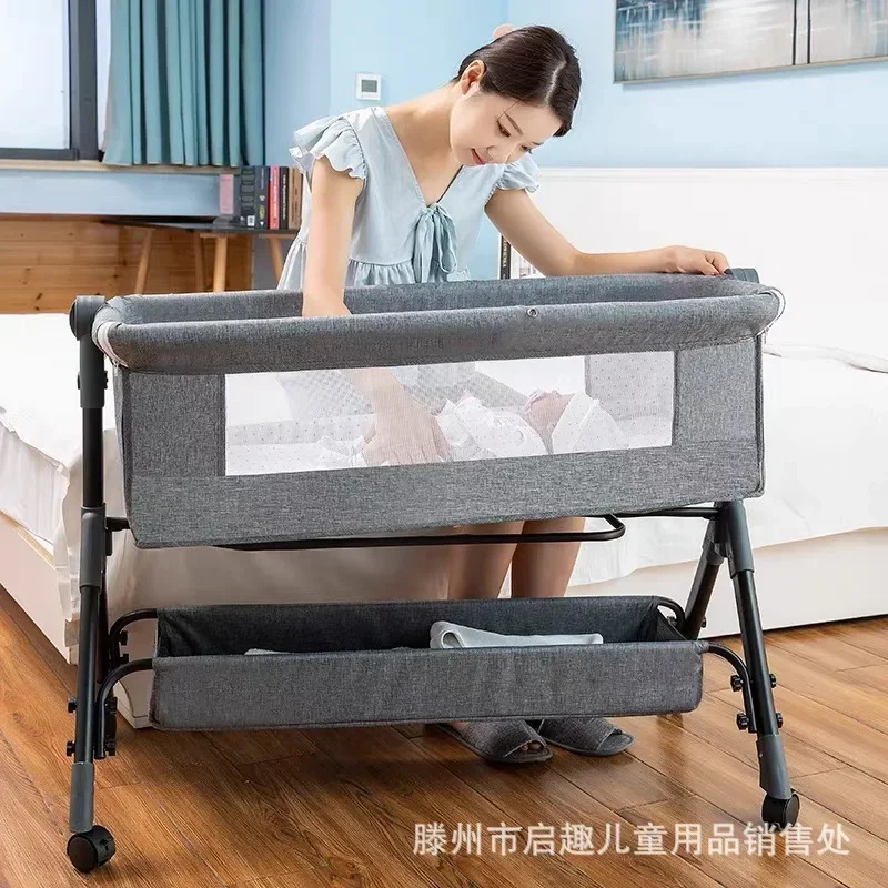 Customizable Baby Bed Crib Newborn Bed Side Rocking Bed Multi-function Mobile Folding Portable