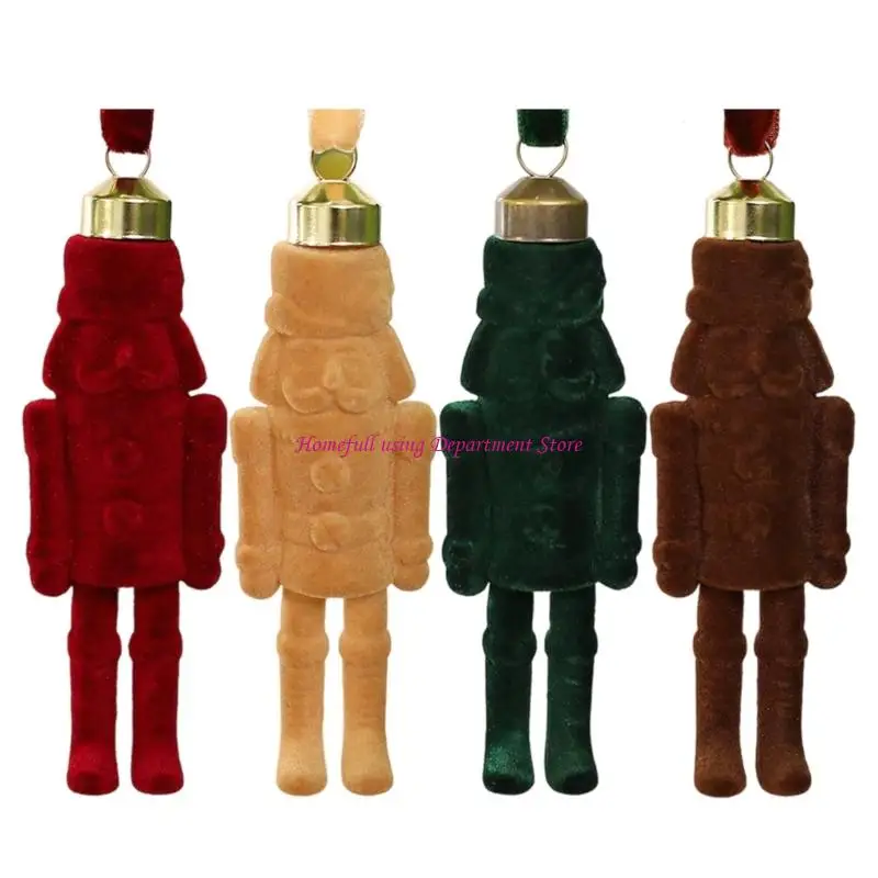 

Plastic Flocking Nutcrackers Soldier Pendant Ornament Shatterproof Christmas Decoration For Indoor Outdoor Display