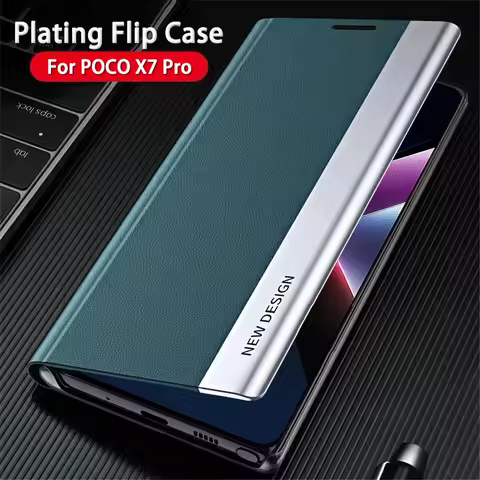 Luxury Plating Leather Flip Case For POCO X7 Pro X6 F6 M6 F5 X5 X3 X4 M4 M3 Pro X3 NFC Kickstand Cover For POCO F4 GT M5 M5S