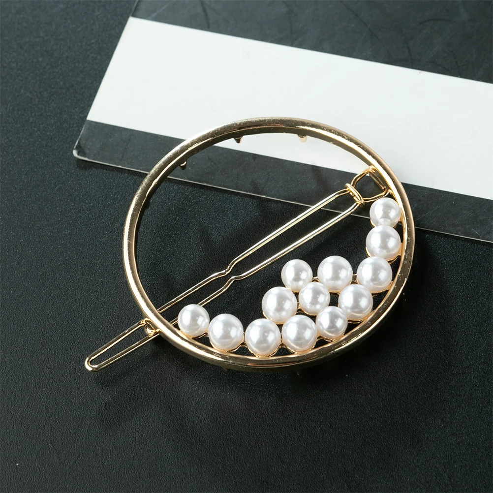

2pcs Alloy Round Shaped Pearl Hair Clips Non Slip For Women Party Wedding Banquet Headdress Hair Accessories Styling Tool