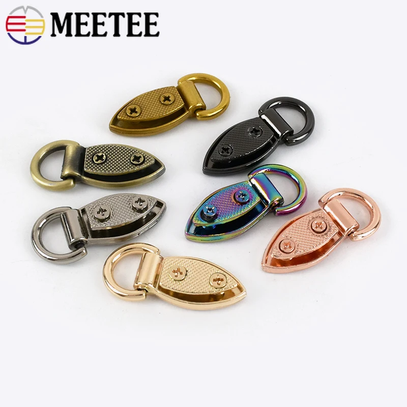 4/10Pcs Metal Buckles Leaf Shape Bag D Ring Handbag Connector Bags Side Hanger Hook Clasp with Screws Strap Leather Accessories