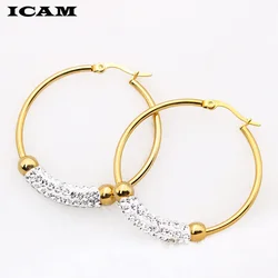 ICAM Classic Design Gold Color AAA CZ Wedding Hoop Earrings for Women Fashion jewelry Design Gift Accessories