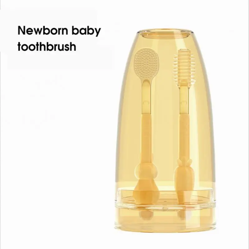 Baby Toothbrush Silicone Tongue Brush Toddler Oral Cleaner Soft Bristles Deciduous Tongue Coating Cleaner Teeth Brush BPA Free