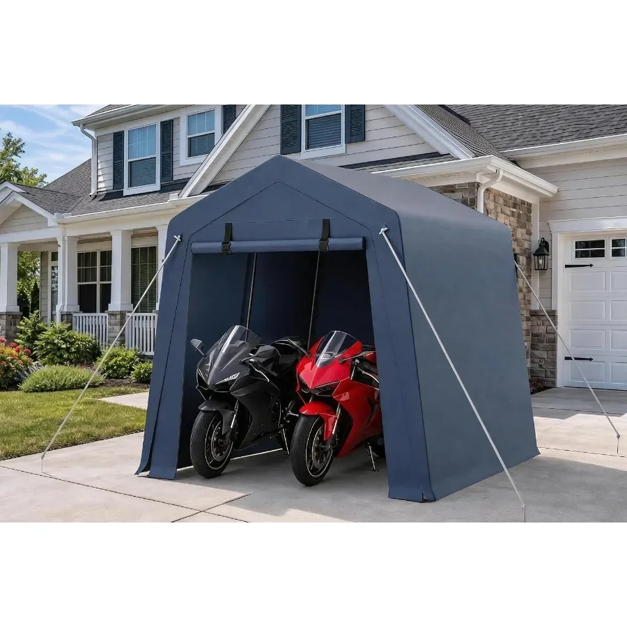 Portable Outdoor Storage Shed for Motorcycles, Bicycles, Lawn Mower, Tools; Heavy-duty Waterproof and UV-resistant Polyethylene