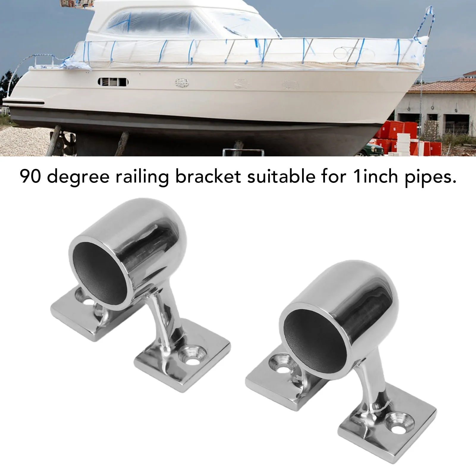 Boat Hand Rail Fitting 1in OD Tube 90 Degree End Stanchion Marine Railing Support Bracket Hardware 2pcs Marine Railing Fittings