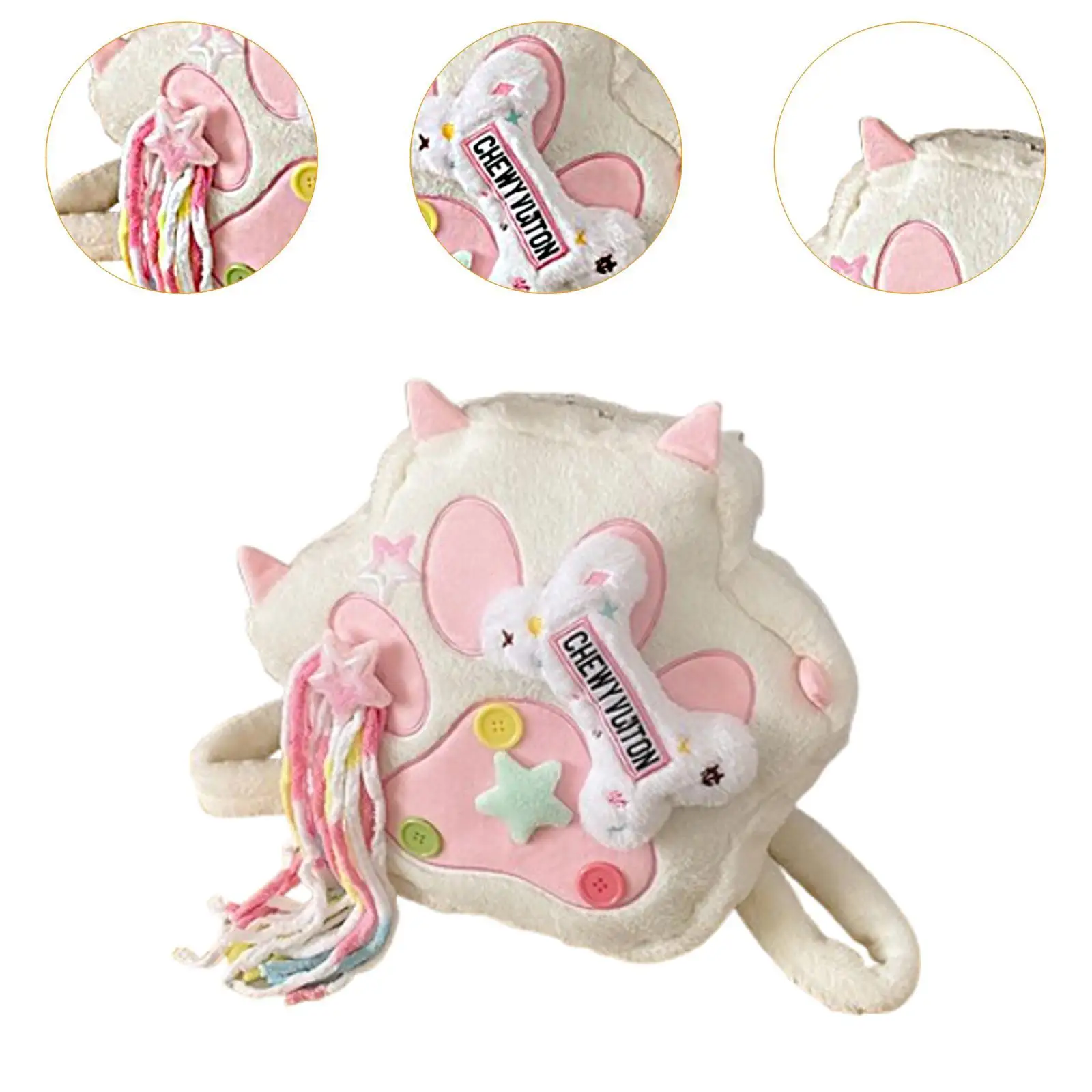 Mochila de felpa de dibujos animados, bolso versátil para estudiantes con forma de garra de gato