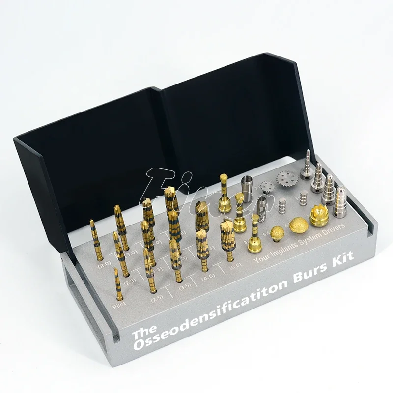 29pcs Osseodensification Burs Kit Dental Implant Drills with Tissue Punch Bone Saw Disk Membrane Diamond Coated Bur Drills