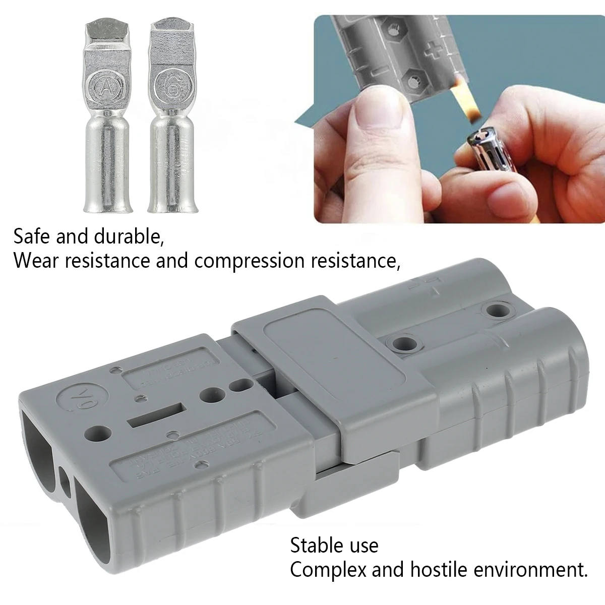 10PCS Battery Connector 600V Battery Connector for Anderson Forklift UL94 V-0 Fire-Protection Rating 12/10/8/7 AWG Quick Battery