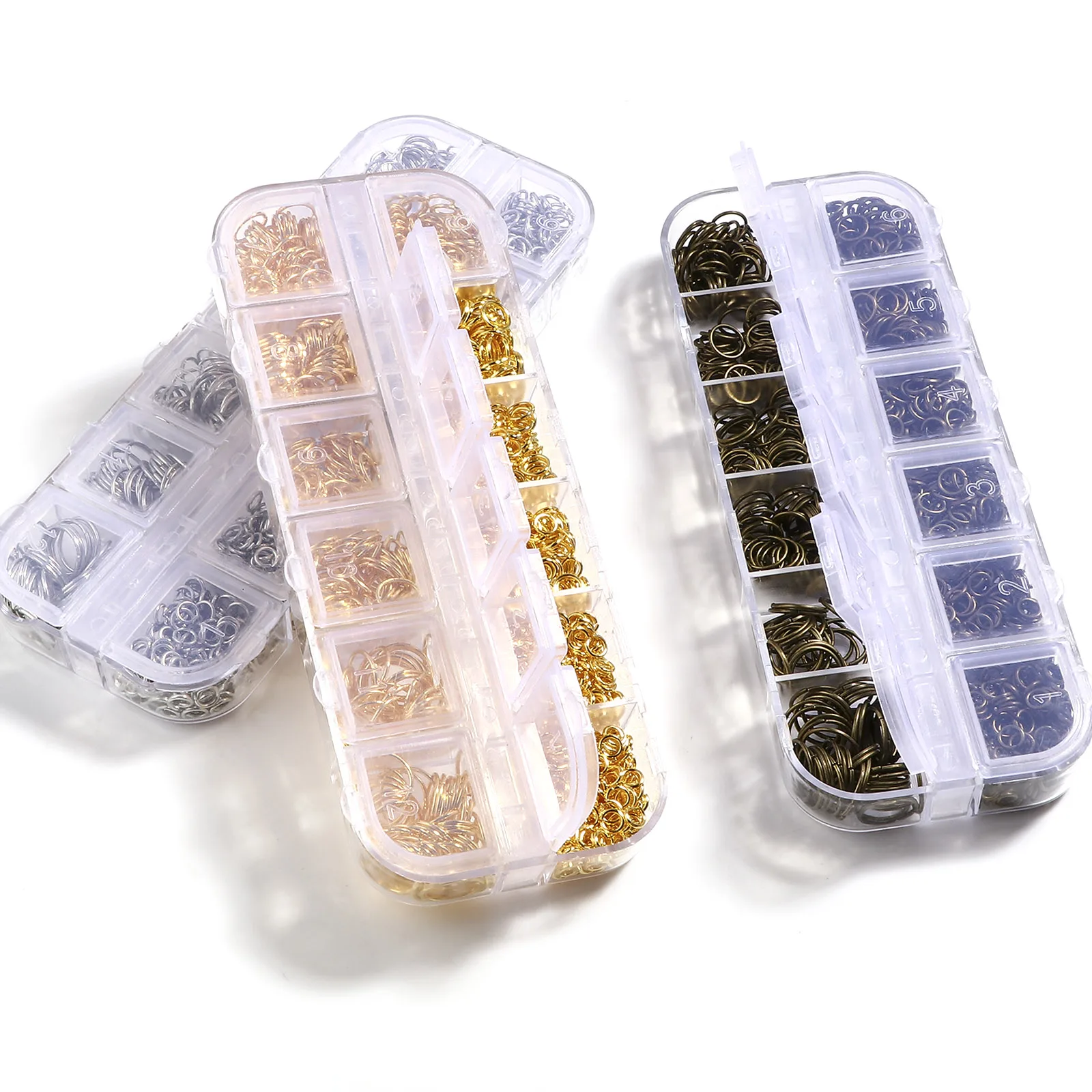 1000PCs เครื่องประดับอุปกรณ์เสริม Multicolor วงกลมแหวน DIY สร้อยคอสร้อยข้อมือเครื่องประดับ10มม.-4มม,1กล่อง