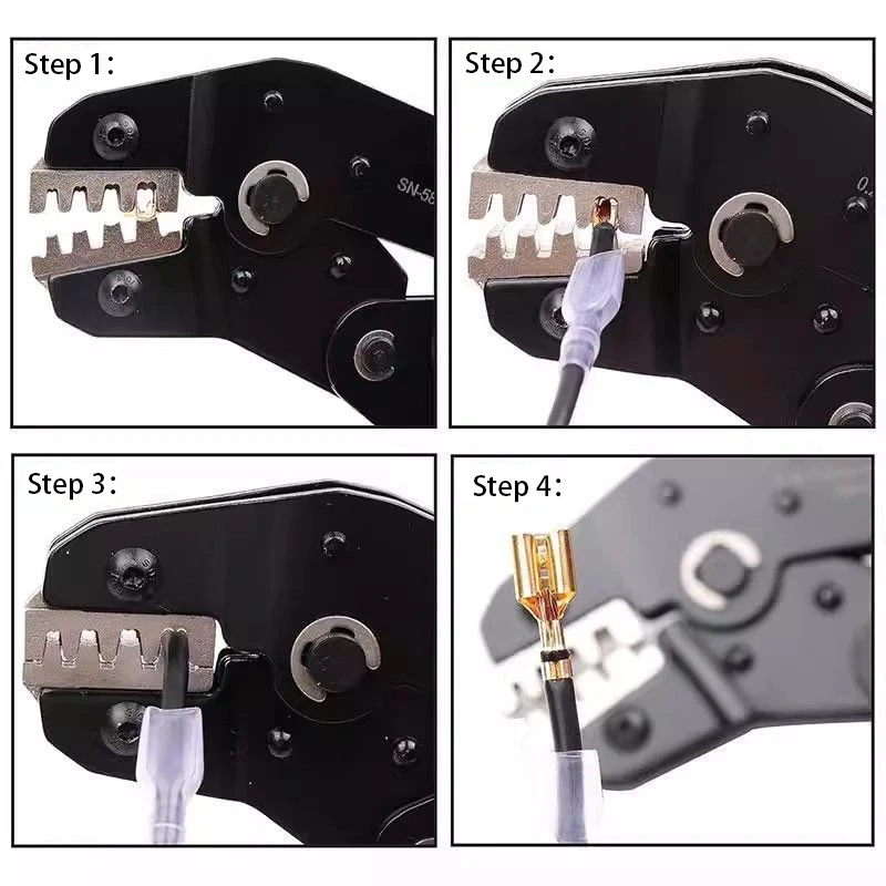Sn-58B Ratchet-Type Spring-Loaded Dupont Automotive Wire Harness Terminal Crimping Pliers Cold-Pressed Terminal Power Terminal Electrician Multi-Function