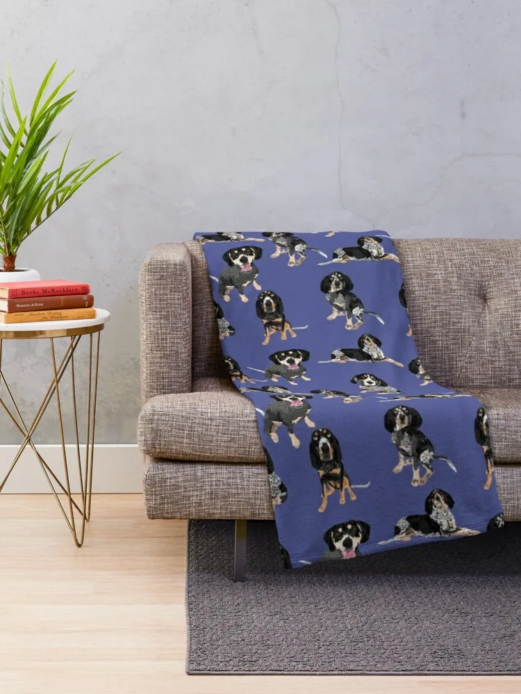 Bluetick Coonhounds on Blue Throw Blanket Bed Fashionable Blanket Hairy Blankets