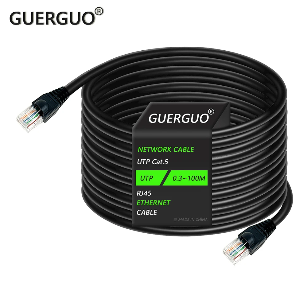 0.3-100M Cat5/Cat6 UTP Stage Ethernet Extension Cable Waterproof Outdoor&Indoor LAN Network Unshielded Cable with RJ45 Connector