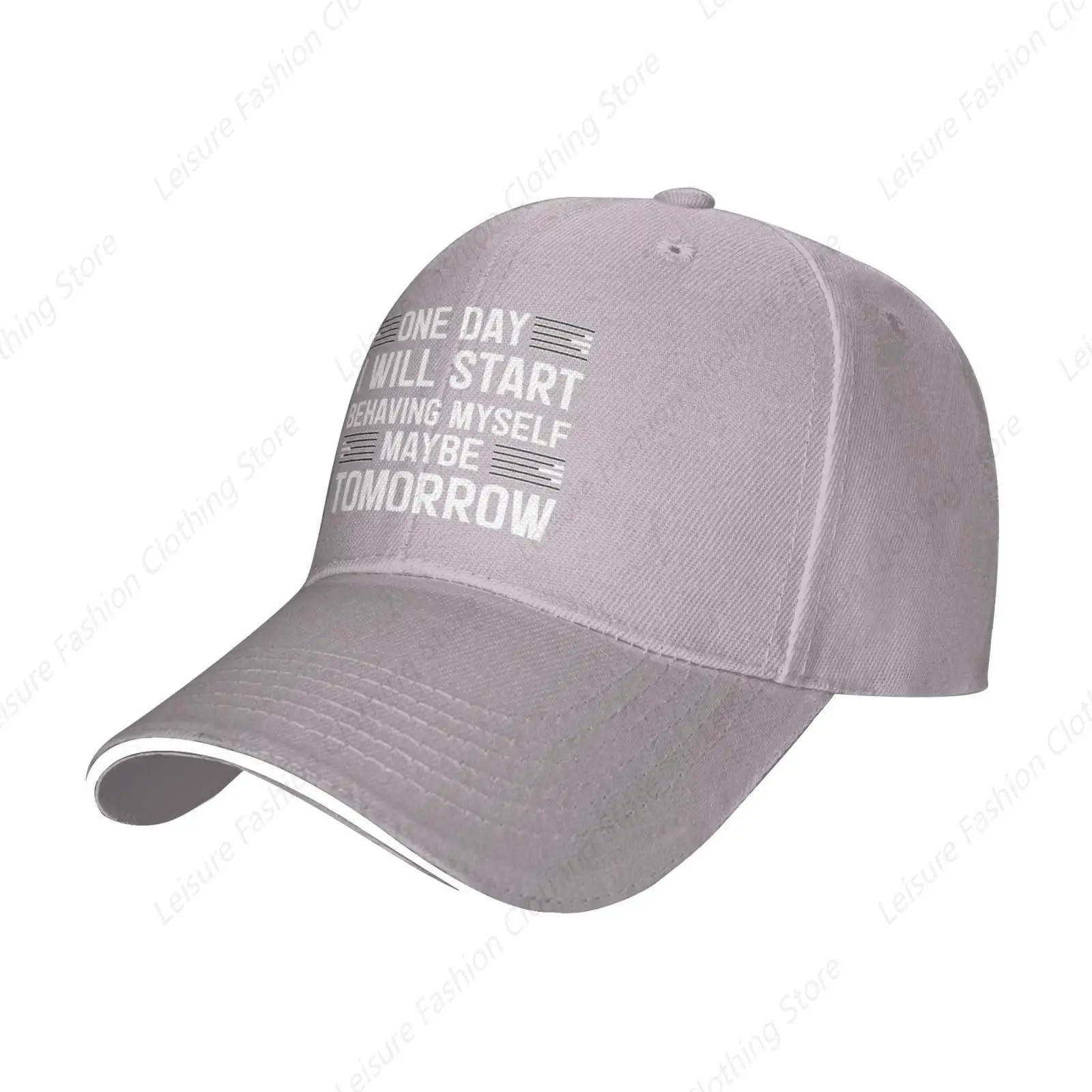 One Day I Will Start Behaving Myself Maybe Tomorrow Trucker Baseball Cap for Men Women Hat Sandwich Brim Dad Hats