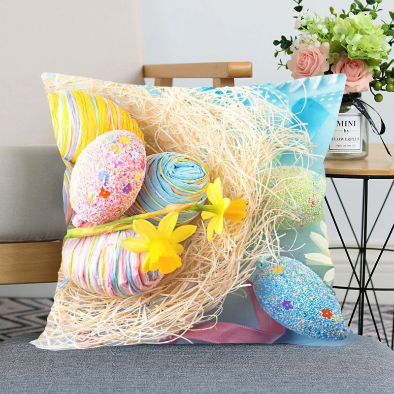 Easter series printed pattern cushion cover for home living room sofa decoration square polyester pillow 