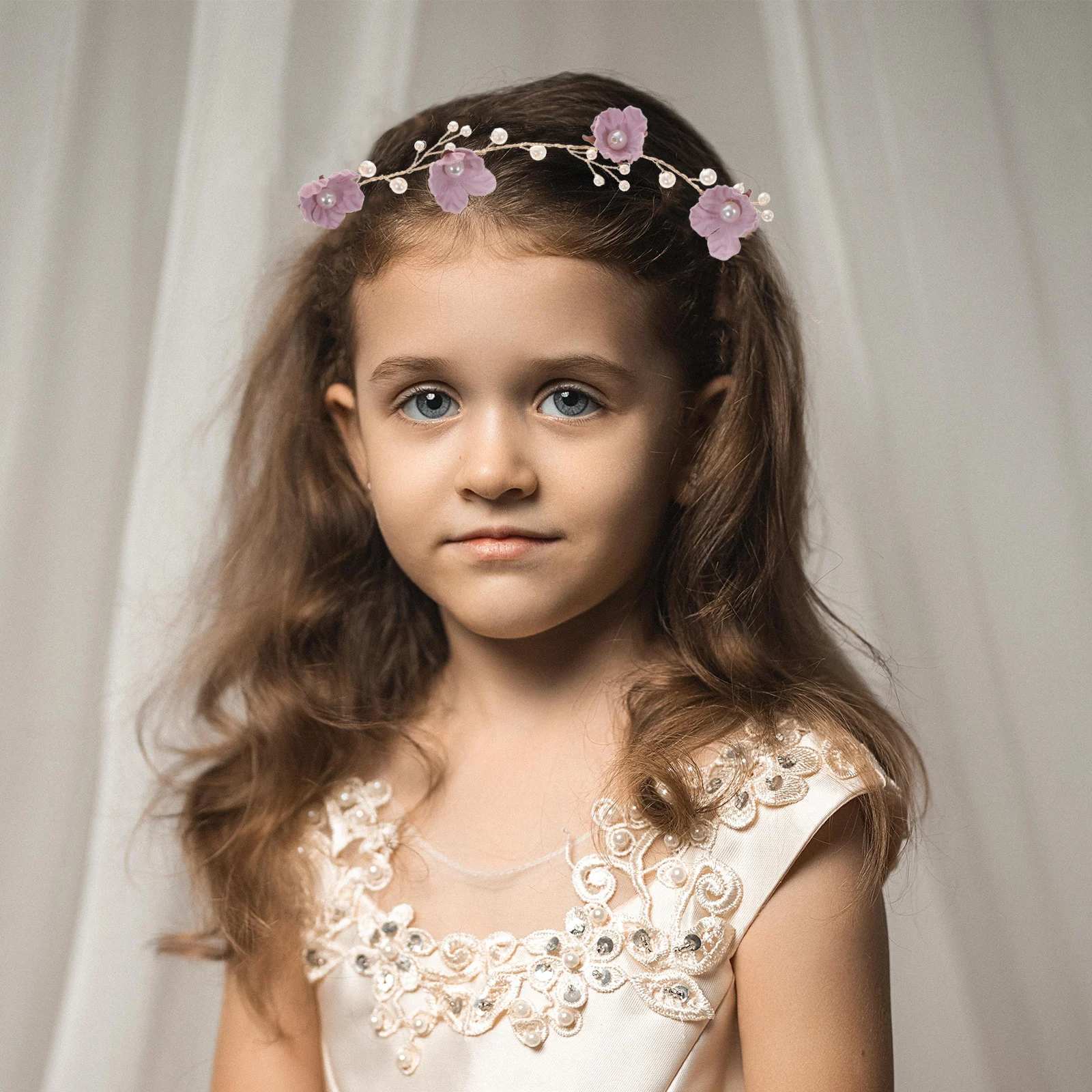 

Girls Wedding Hair Accessories Kids Headpiece Customized Flower Headband Wreath Garland Decorations Parties Celebrations Travel
