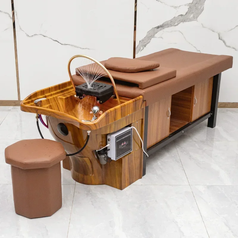 Customized Hair Salon Hair Salon Beauty Salon Head Therapy Water Circulation Fumigation with Water Heater Shampoo Bed