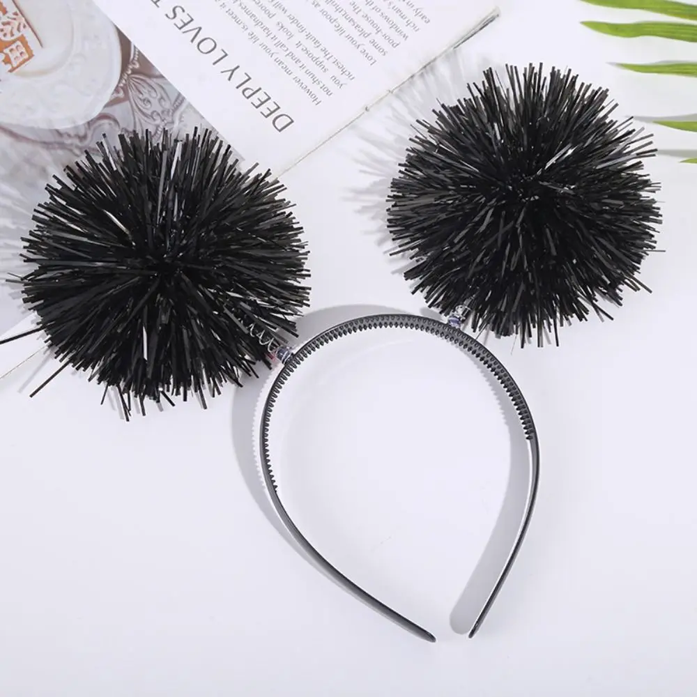 귀여운 폼폼 머리띠, 간단한 길터링 블링 파티 머리띠, 다채로운 틴셀 머리띠, 여성 소녀 핑크