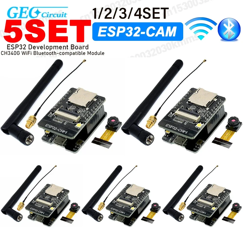 1-5SET ESP32-CAM ESP32 Development Board with 2.4G Antenna WiFi Bluetooth-compatible Development Module for Home Smart Device