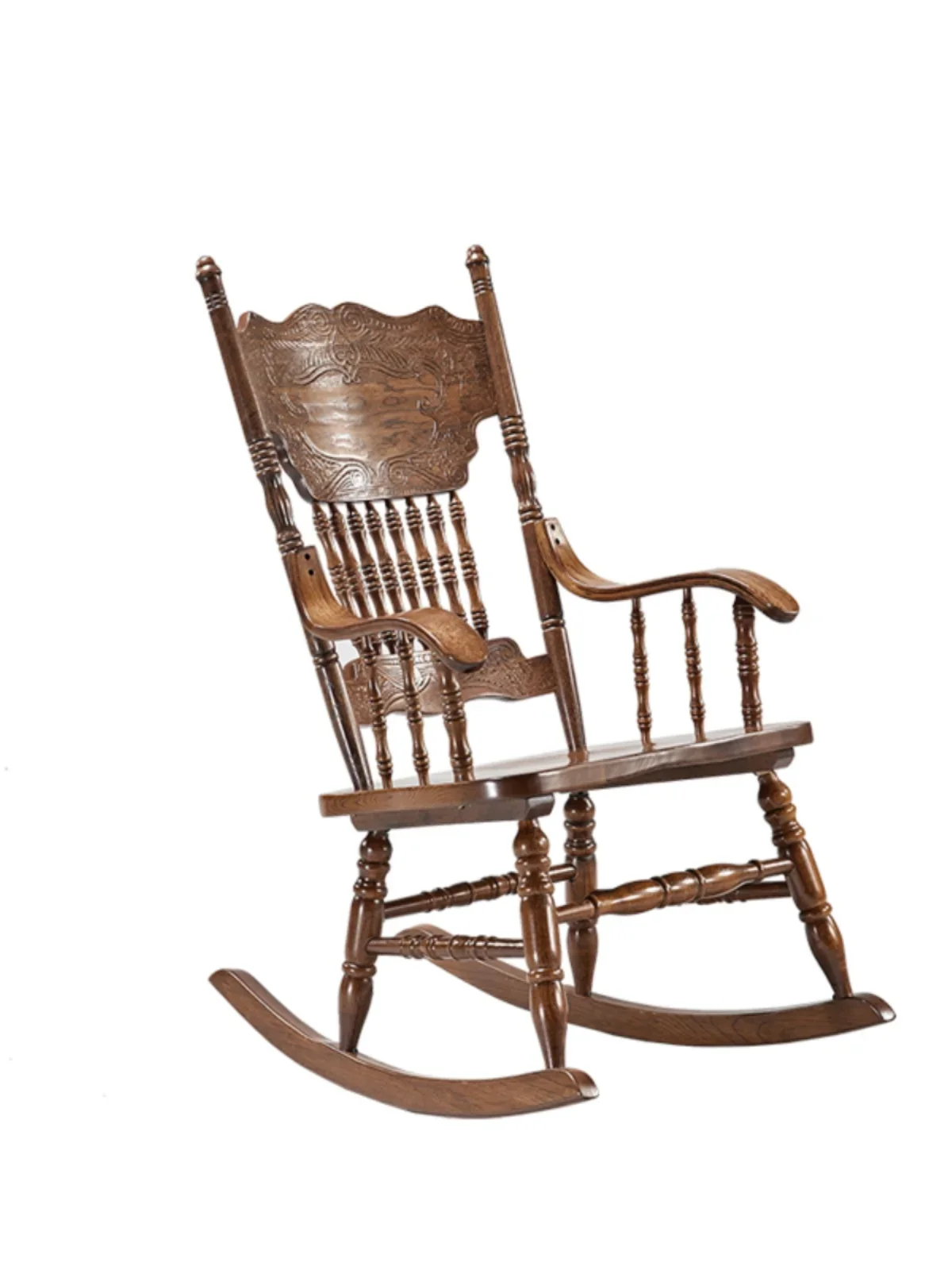 American solid wood rocking chair French wooden retro casual chair balcony courtyard living room leisure art chair decoration