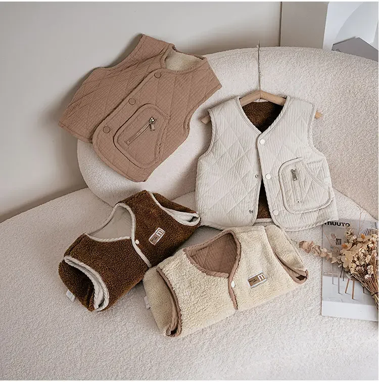Neue Herbst-Winter-Fleece-Strickjacke Weste für Jungen Mädchen Baby Warme Weste Leichte Kinder Ärmellose Jacke Lässige Innenweste für Kinder – Detail 13