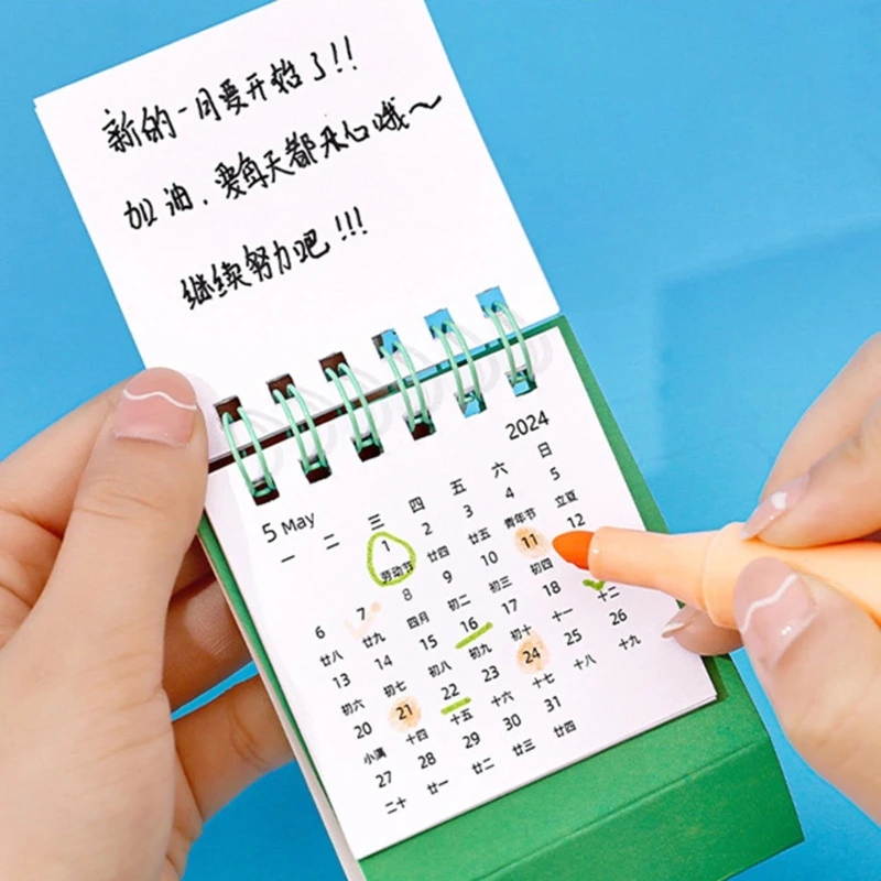 2024 Mini Cartoon Desk Calendar Home Office Flip Stand Monthly Planner Decor