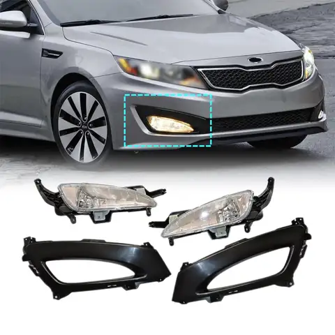 För 2011 2012 2013 Kia Optima LX/Ex/Sx Halogen Förarsida Vänster och Passagerarsida Höger Stötfångare Främre Dimljus Lampkåpor Se 8 best sales 2013 Kia Optima - №1