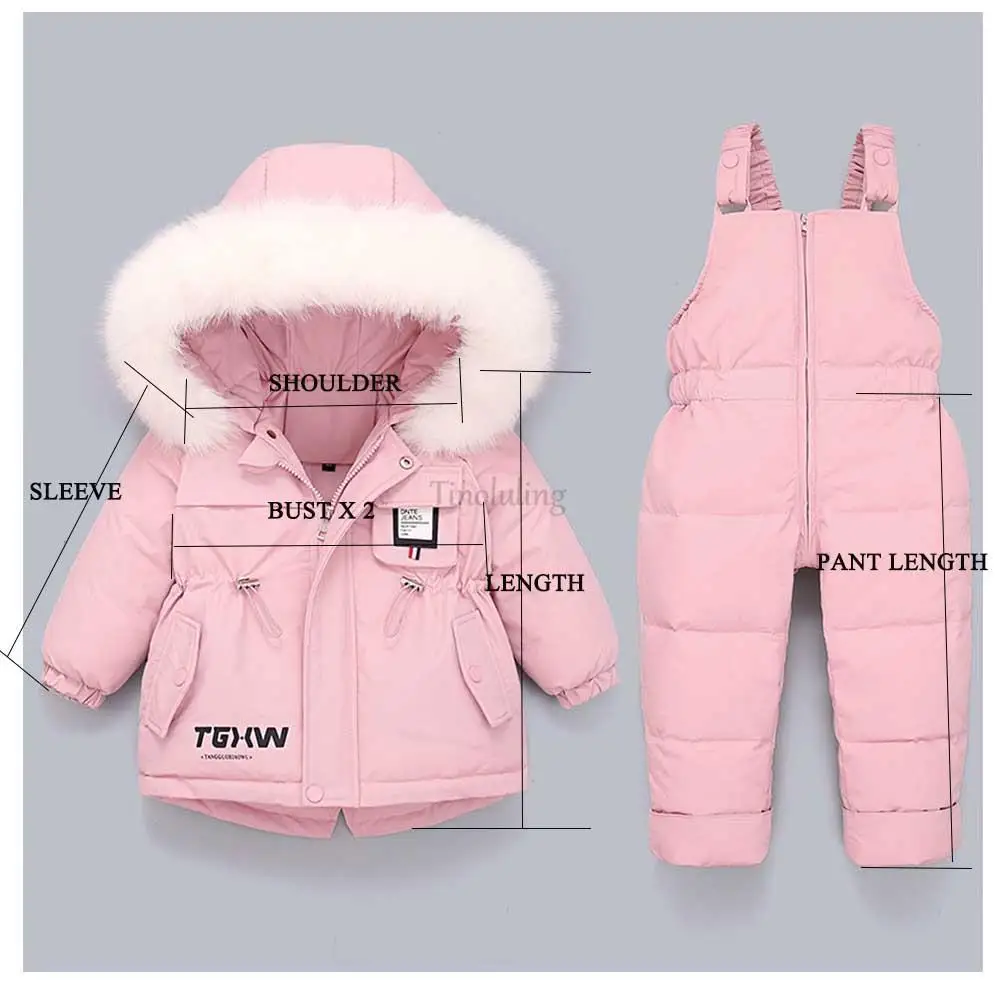 Toddler Baby Girls Clothing Sets Winter Snowsuits for 0-3Years Baby Warm Down Jackets Thick Fur Hooded Coats with Jumpsuits Suit