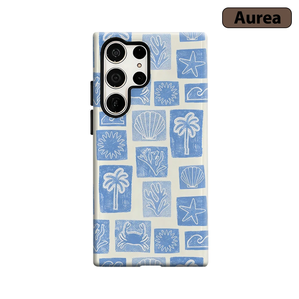 Blue Block Sea Phone Case for Samsung Galaxy S26 S25 Ultra S24 S23 Ultra Plus Shockproof Double layer tough Back Cover