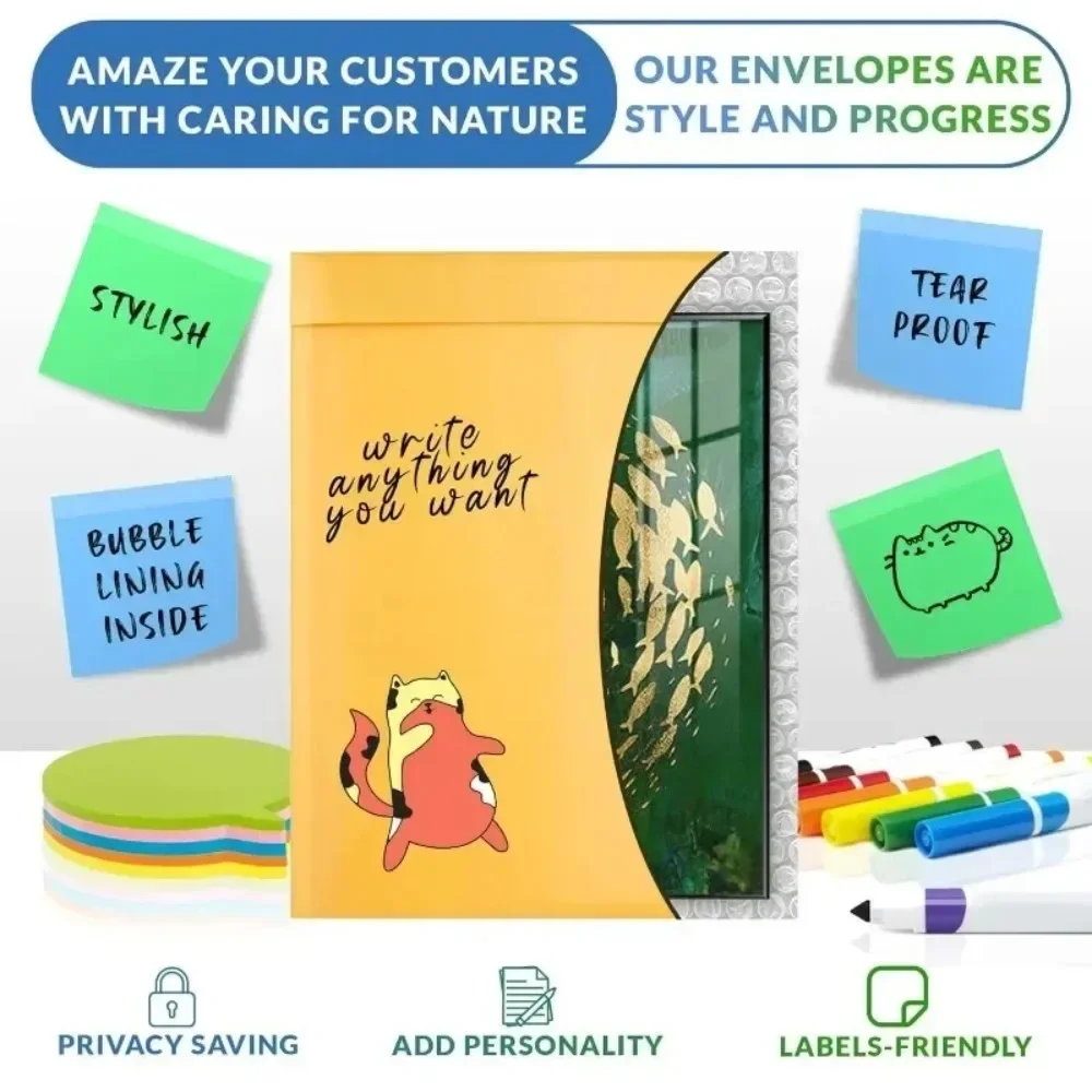 50-10PCS Kraft Bubble Mailers ซองกระเป๋าซีลกาวจัดส่งกระเป๋ากันน้ํา Mailing Envelopes สําหรับธุรกิจบรรจุภัณฑ์ของขวัญ
