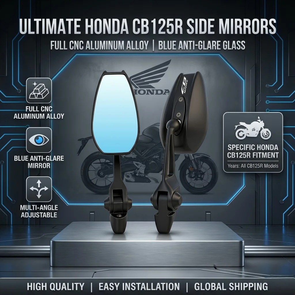 

Universal All-aluminum High-end Motorcycle Rearview Mirrors HD Convex glass For Honda CB125R CB150R CB190R CB250R CB300R CB400