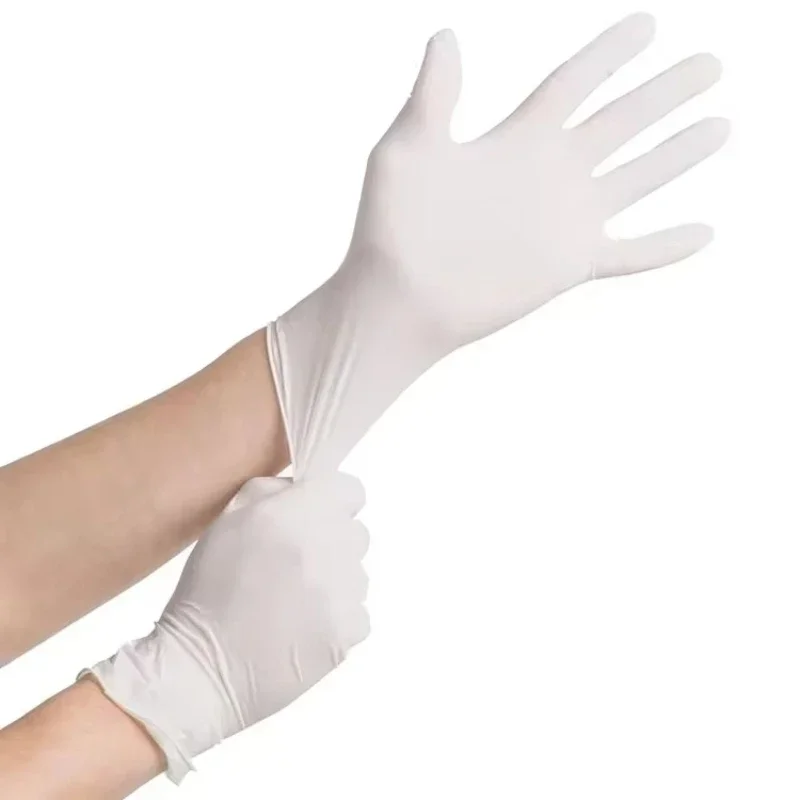 20/50/100PCS White Nitrile Gloves Disposable Hairdressing Household Dishwashing Nitrile Gloves Suitable Pet Cleaning Tattoo Tool