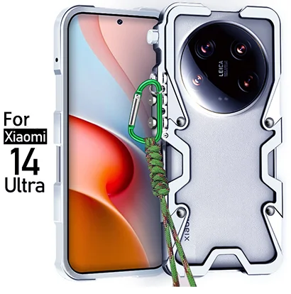 

Luxury aluminum alloy hollow heat dissipation Phone Case For Xiaomi 14 Ultra Fall prevention Back Cover For Xiaomi 13 Ultra