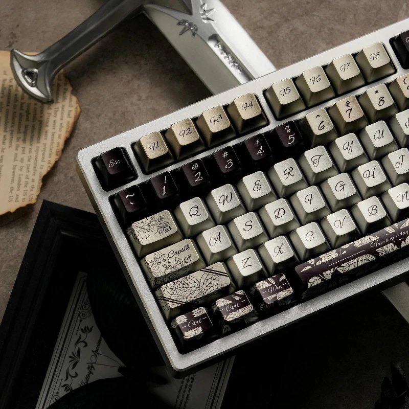 

Mist Rose Metallic Paint Keycaps Cherry Profile PBT Thermal Sublimation Customized Ergonomic Keycaps Mechanical Keyboard Caps